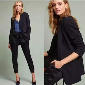 Anthropologie The Essential Boyfriend Blazer Black Womens Size: 8